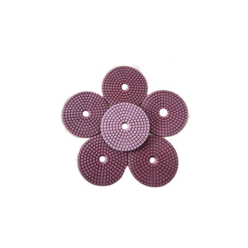 7 Pieces 4Inch 100mm Pink Diamond Wet Polishing Pads Resin Bond Sanding Discs For Marble Granite Stone Plolishing Cleaning