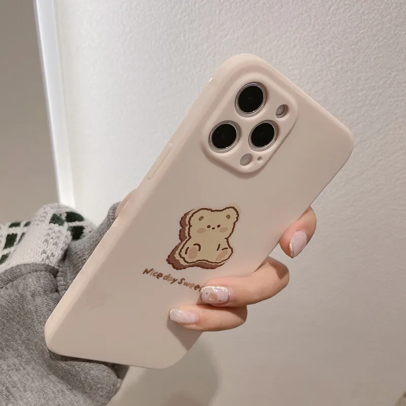 

NOHON Liquid Silicone Casing For SAMSUNG J4 J5 J6 PLUS J7 M10 M30S M31 M51 M62 CUTE bear Anti-Scratch Phone Shell