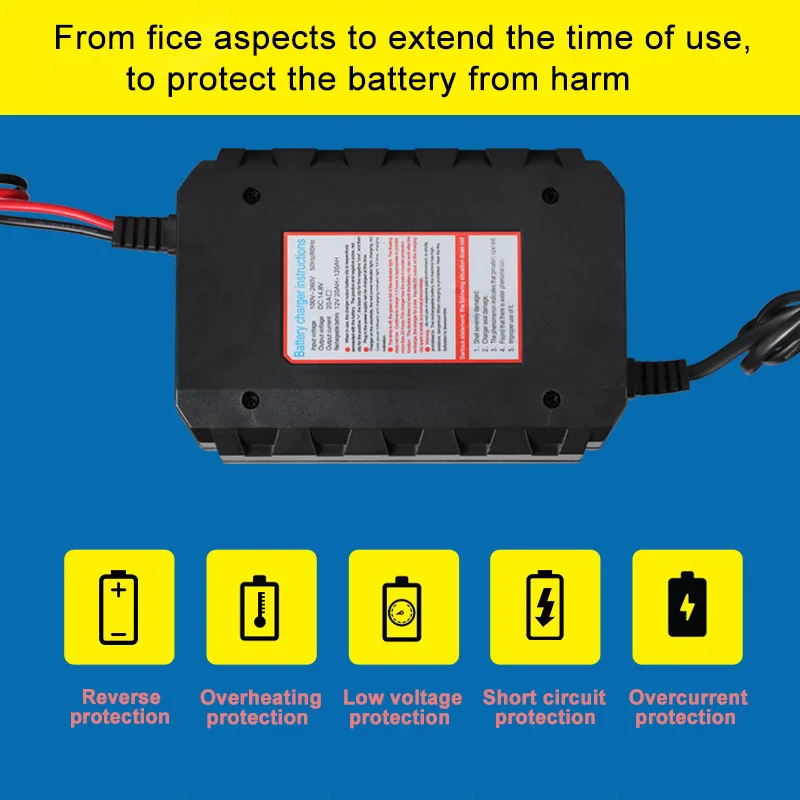 12V 20A Intelligent Automobile Car Motorcycle Smart Battery Charger LED Digital Display EU/US Plug Car Accessory