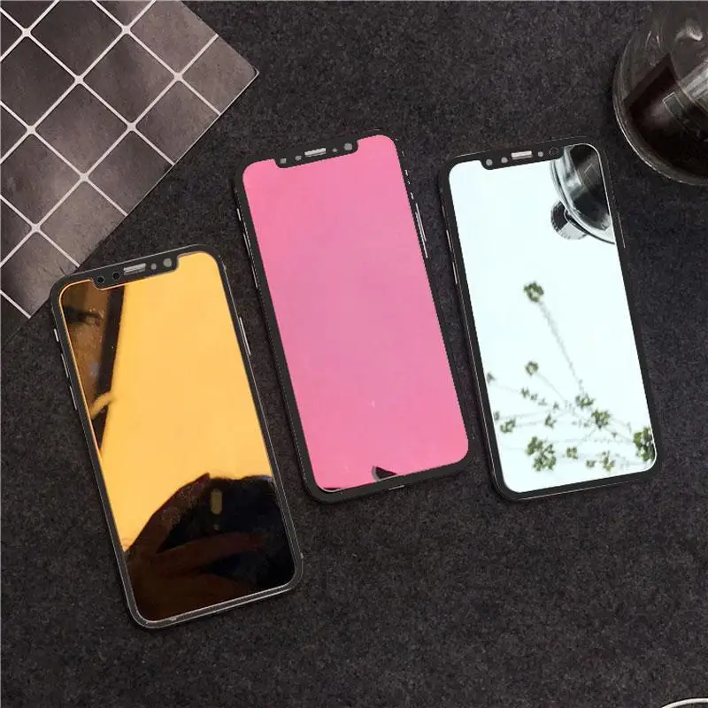 Фото Роскошное красочное зеркальное закаленное стекло для iPhone 12 11 Pro XS Max 6 s 7 8 Plus защита для экрана X XS XR 9H стеклянная защитная пленка №4