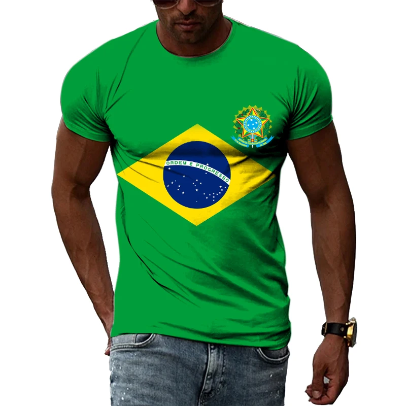

Brazilian Flag 3D Print Tee Summer Men Short Sleeve Casual T-shirt Fashion Streetwear Harajuku Unisex Oversized Tops Clothing