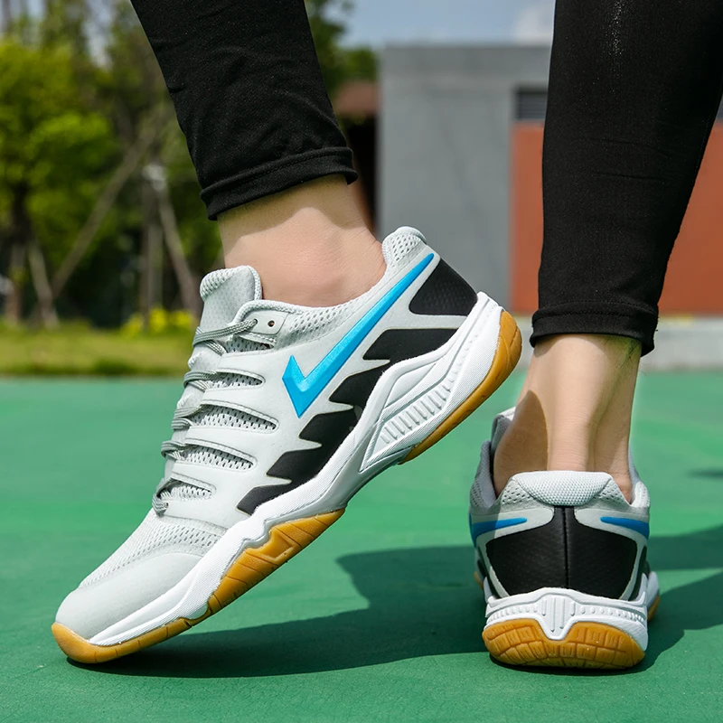 JIEMIAO Large Size Men Profession Tennis Shoes Quality Mesh Breathable Outdoor Tennis Badminton Sport Training Sneakers 36-46