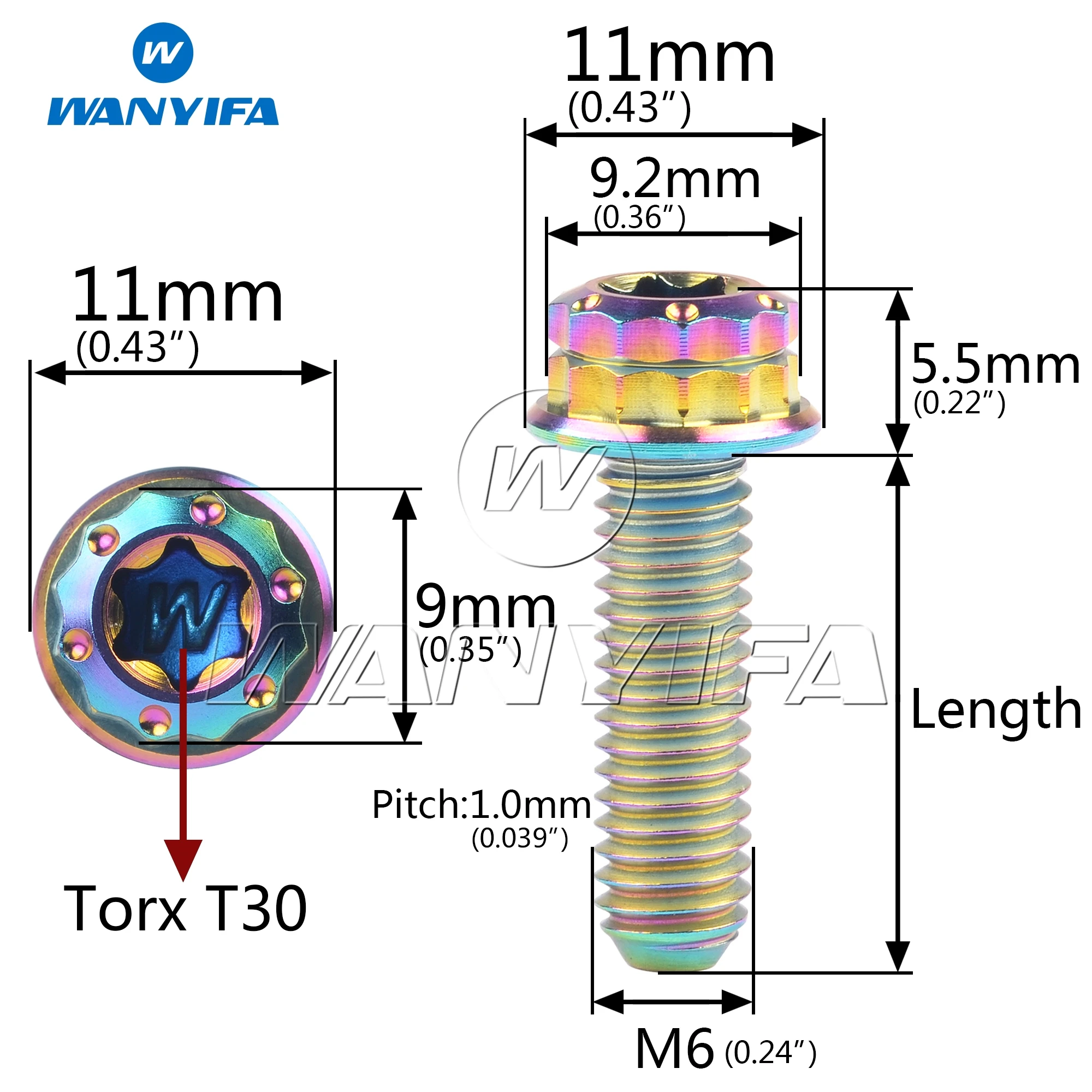 Титановый «Wanyifa» Ti Болт M6x101520253035404550 мм Torx T30 Фланцевый 12 точечный головной винт для модификации велосипеда мотоцикла (art.: 3920bb7abda48) - 3920bb7abda48
