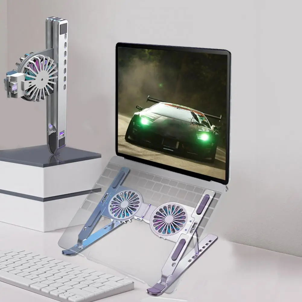 Laptop Cooling Fan Pad Stand Foldable 7 Gears Adjustable Heat Dissipation Dual Fans Notebook Cooler Holder Bracket for Office Laptop Cooling Fan Pad Stand Foldable 7 Gears Adjustable Heat Dissipation Dual Fans Notebook Cooler Holder Bracket for Office