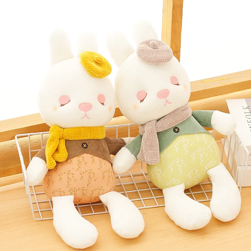 

New Fashion Soft Stuffed Animals 35cm Flower Rabbit Doll Animal Netred Bunny Sleeping Cute Cartoon Plush Toy Kid Birthday Gifts