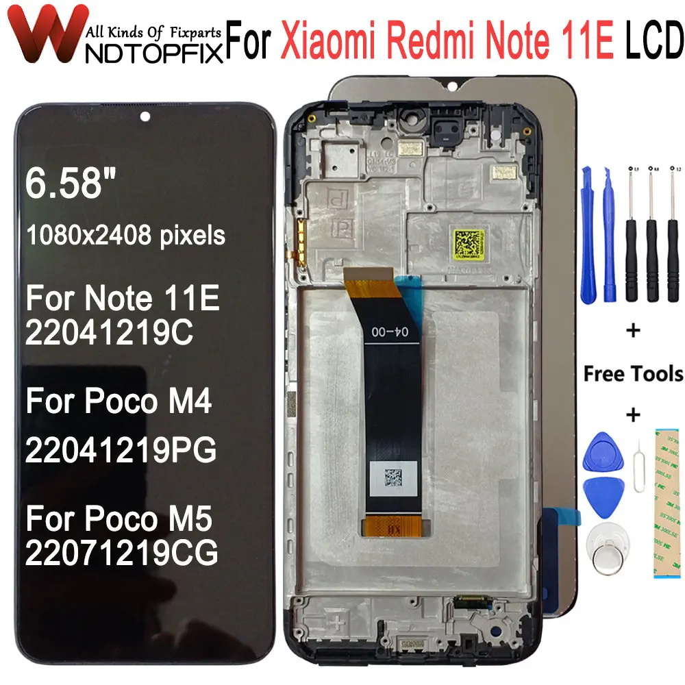 

6.58" For Xiaomi Redmi Note 11E LCD 22041219C Display Touch Screen Digitizer Assembly Replacement Part For Xiaomi Poco M4 M5 LCD