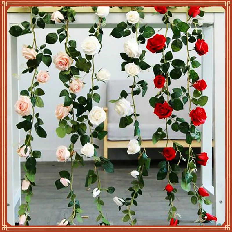 

Artificial Flowers Rose Ivy Vine Wedding Decoration Real Touch Silk Flower String Home Hanging Garland Party Wedding Decor