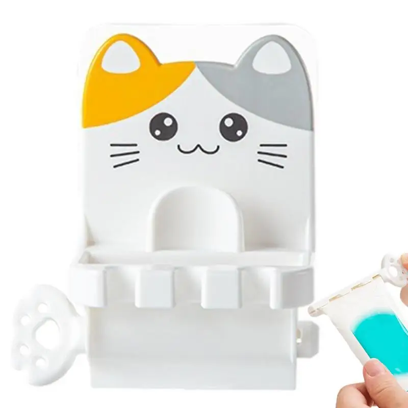

Toothpaste Dispenser Wall Mounted Punch Free Wall Mounted Manual Cute Cat Toothpaste Squeezers 14*11*8cm Wall Mount Manual