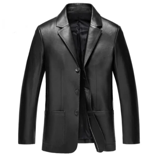

Men Leather Jackets Genuine Sheepskin Leather Coats Suits Three-Button Autumn Casual Jackets Mens Plus Size Outwear