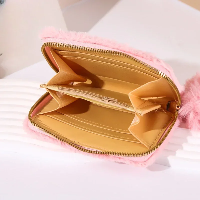 Симпатичный плюшевый Кошелек для девочек с принтом в виде сердца Детский кошелек