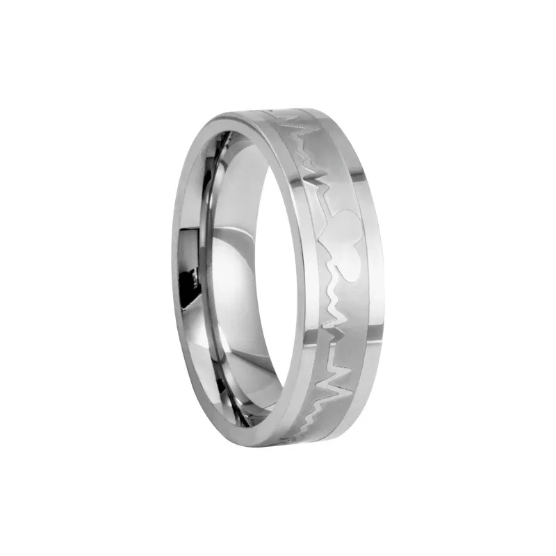 Лидер продаж новое кольцо из нержавеющей стали с электрокардиограмой