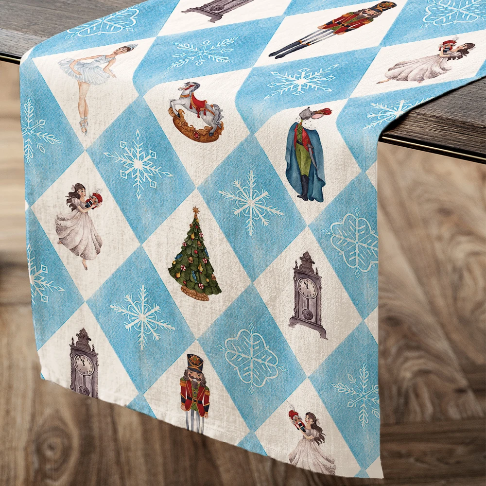 1 шт. синяя клетчатая рождественская скатерть Щелкунчик снежинка Рождественская