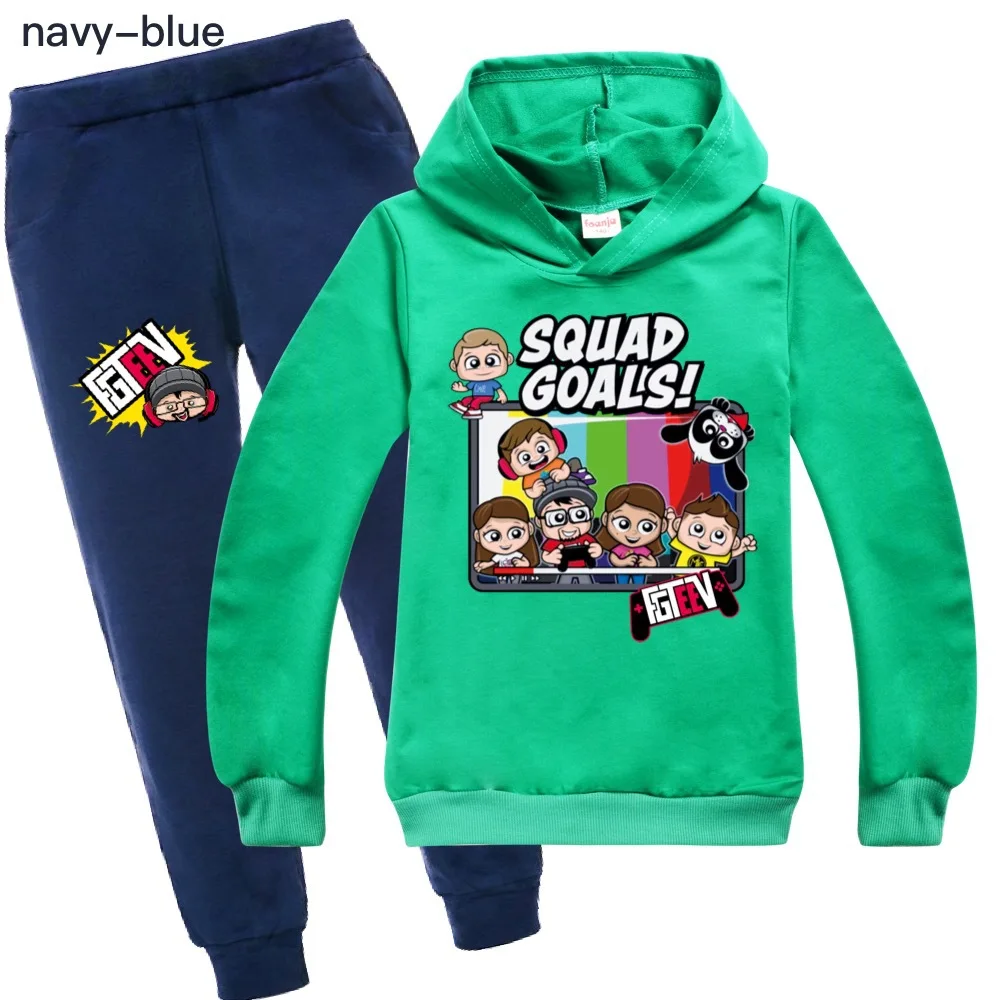 

Детская одежда Fgteev для девочек и мальчиков, спортивные толстовки из 2 предметов, свитер с длинным рукавом, Изысканный детский спортивный костюм