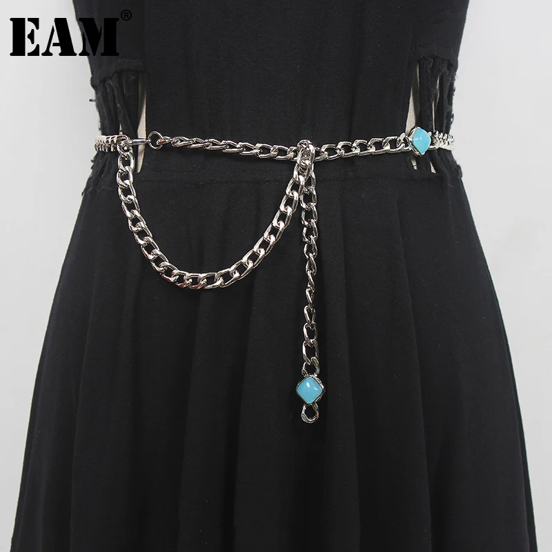 

[EAM] Pu Leather Sliver Color Cool Mental Long Belt Personality Women New Fashion Tide All-match Spring Autumn 2022 1DE6017