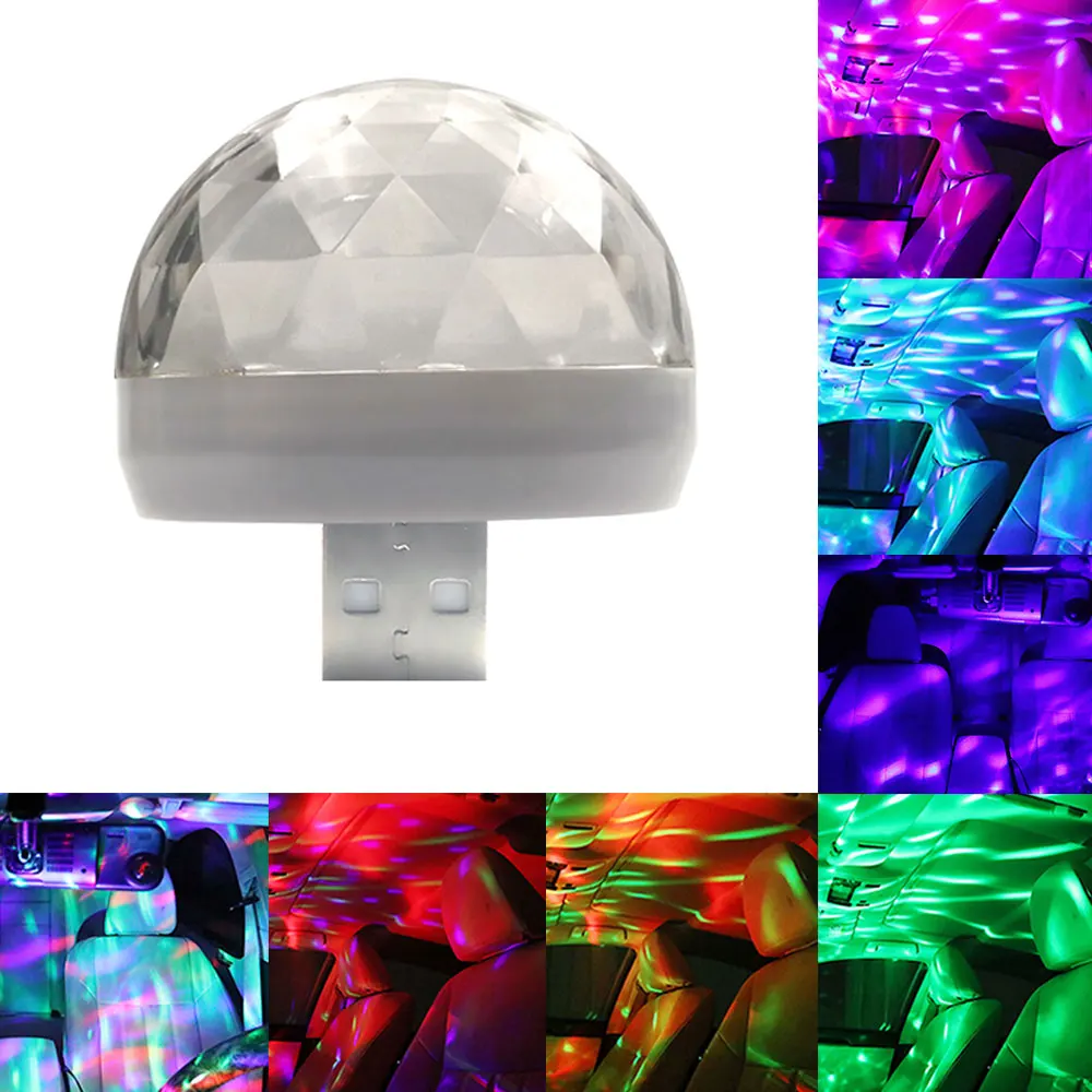 

Car USB DJ RGB Mini Auto Colorful Music Sound LED USB-C Apple Holiday Party Karaoke Atmosphere Lamp Welcome 5V Ball Laser Light