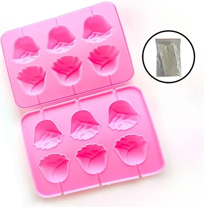 Формы для выпечки OEING 3D Роза Силиконовые розового цвета