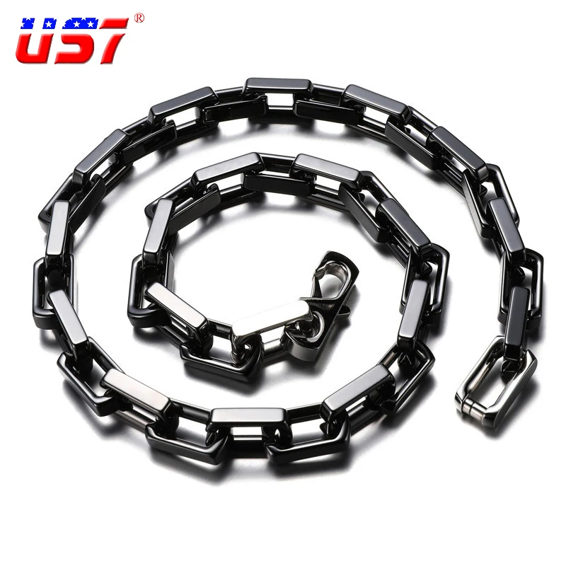 

US7 New In Ceramics Cuban Link Chain 10MM Stainless Steel Necklace For Men Women Hip Hop Rapper Jewelry Dropshipping