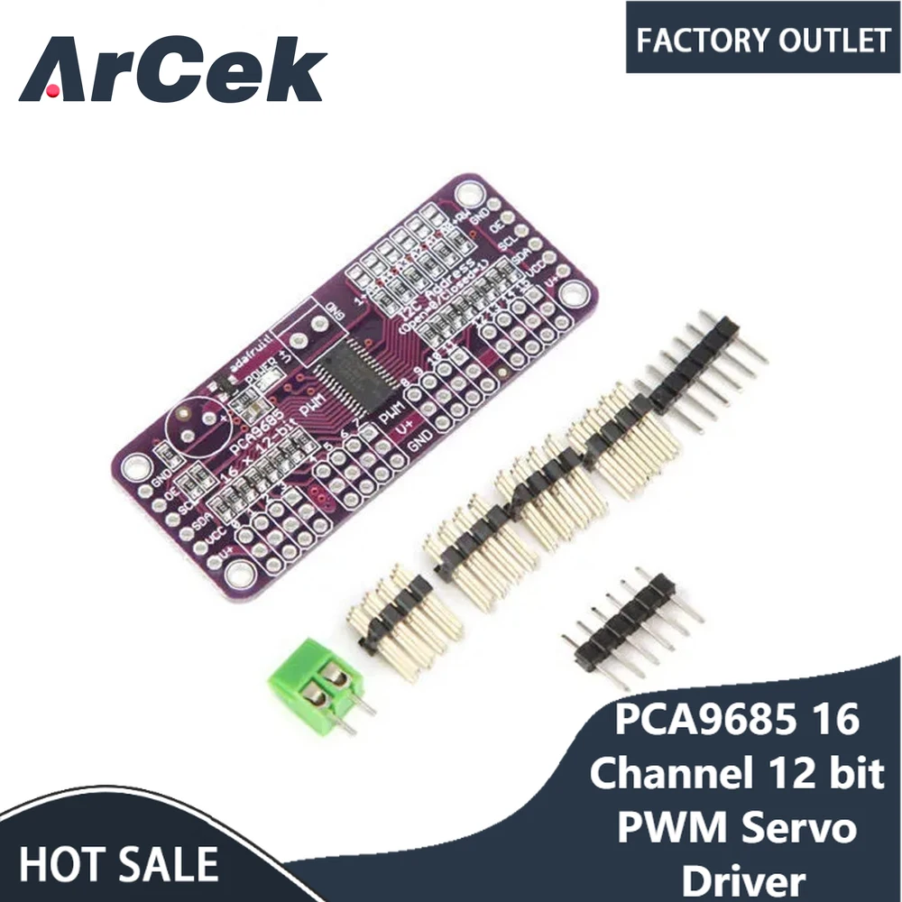 

Smart Electronics PCA9685 16 Channel 12 bit PWM Servo Driver I2C Interface for Raspberry Pi DIY Servo Shield Module