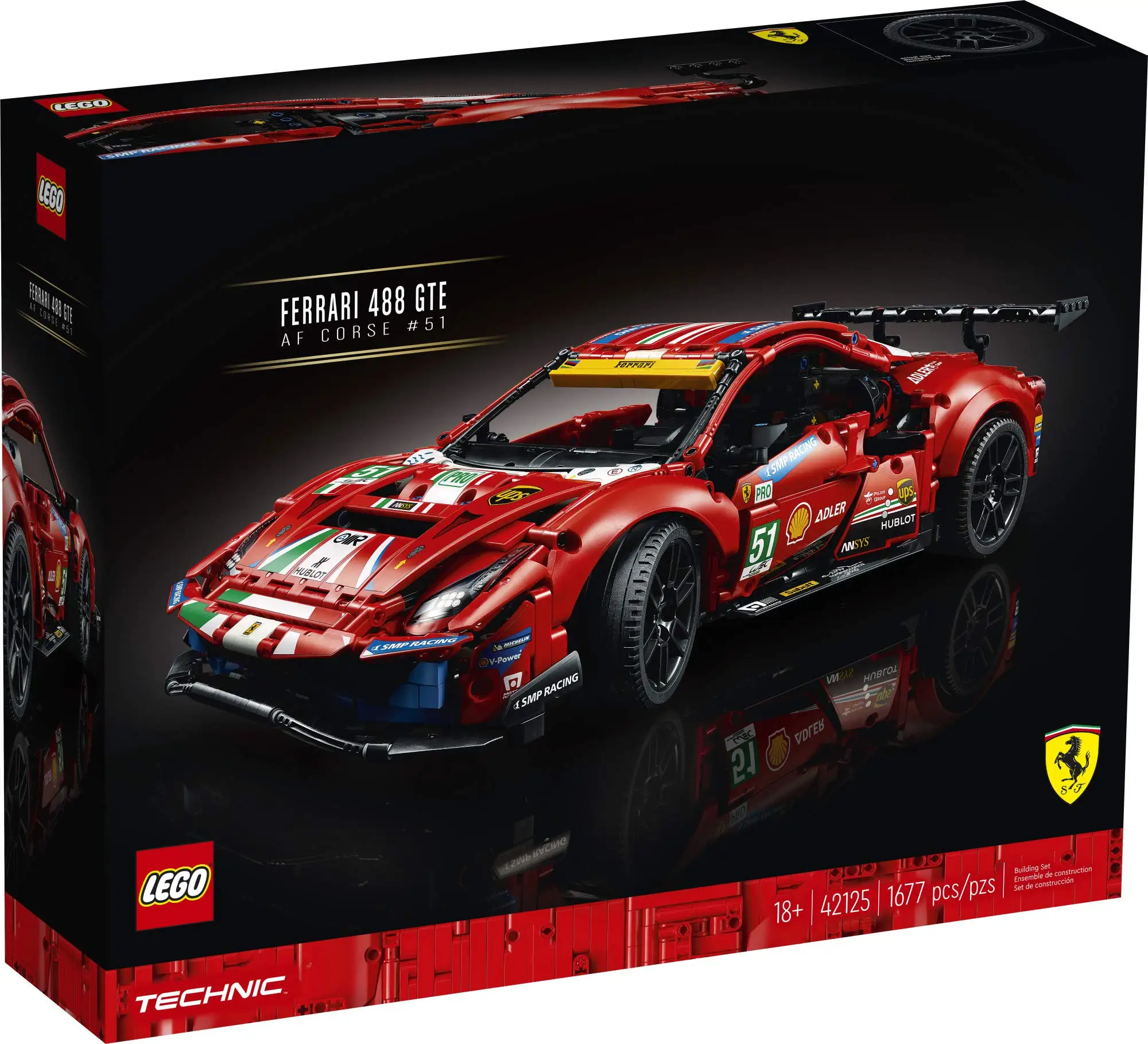 Конструктор LEGO &amp Technic Ferrari 488 GTE AF Racing #51 42125 г. сделайте верную версию известного