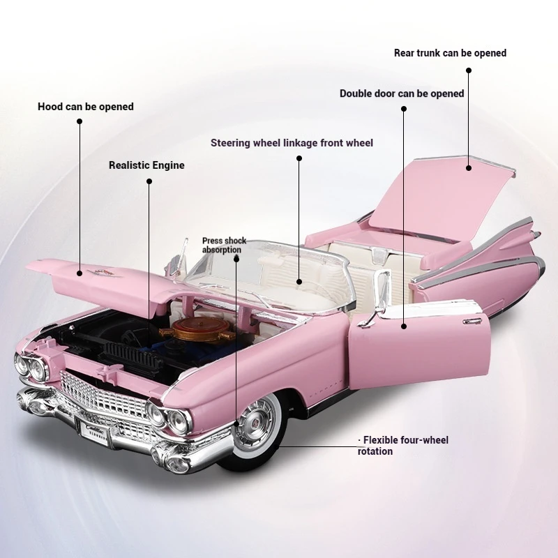 Maisto 1:18 1959 Cadillac Eldorado Biarritz Розовая модель автомобиля