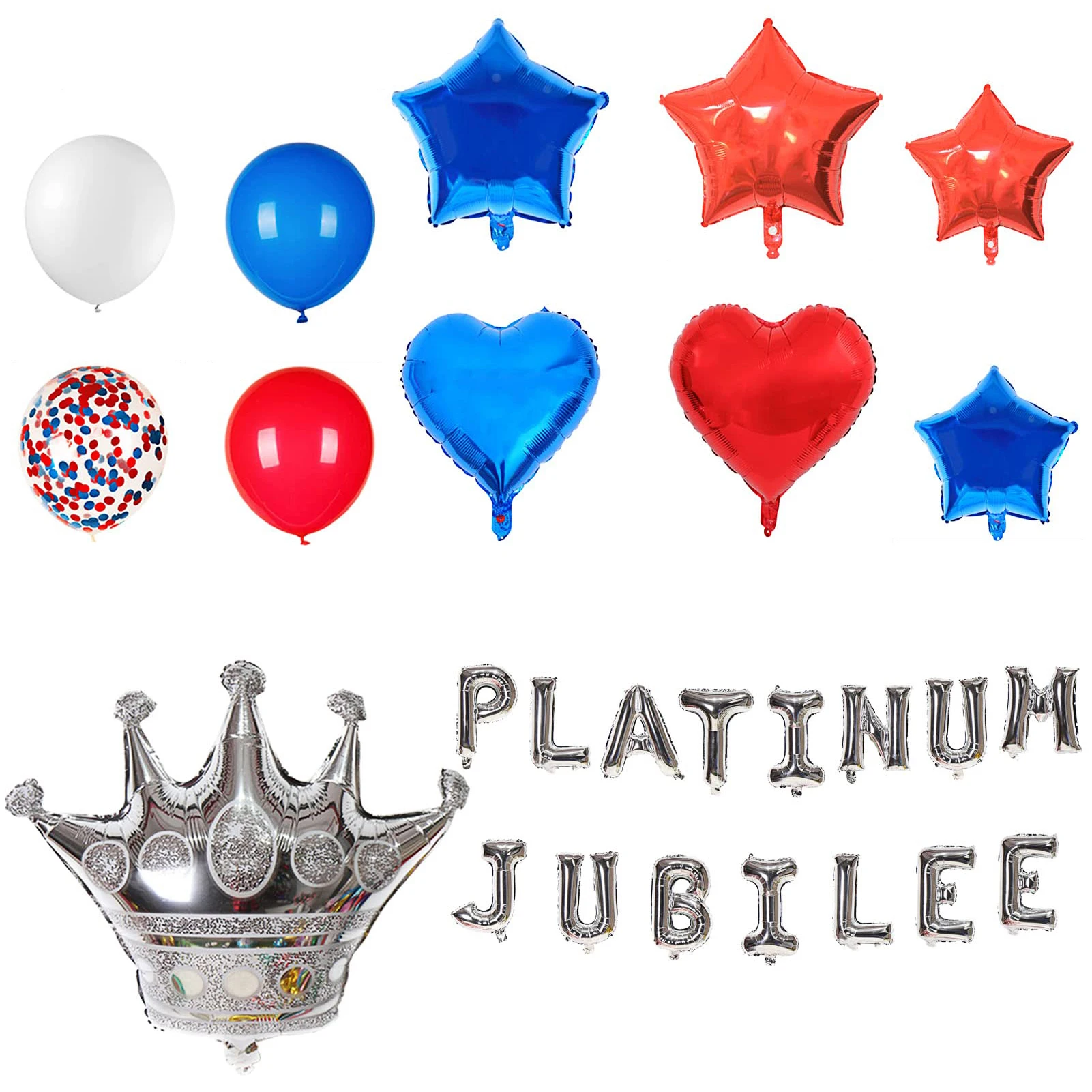 

Юбилейные шары 2022 2022 70-е юбилейные украшения 70-я Юбилейная Корона воздушный шар соединение Джека флажки элементы звезды и сердца формы