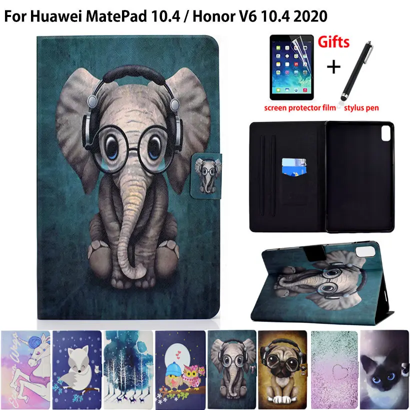 

Case For Huawei MatePad Mate Pad 10.4 Cover Funda For Huawei Honor V6 10.4 Case Sleep Wake Cartoon Animal printing Shell +Gift