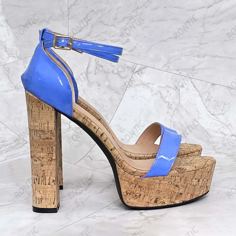 Женские босоножки на платформе Rontic ручной работы с ремешком щиколотке пробковые