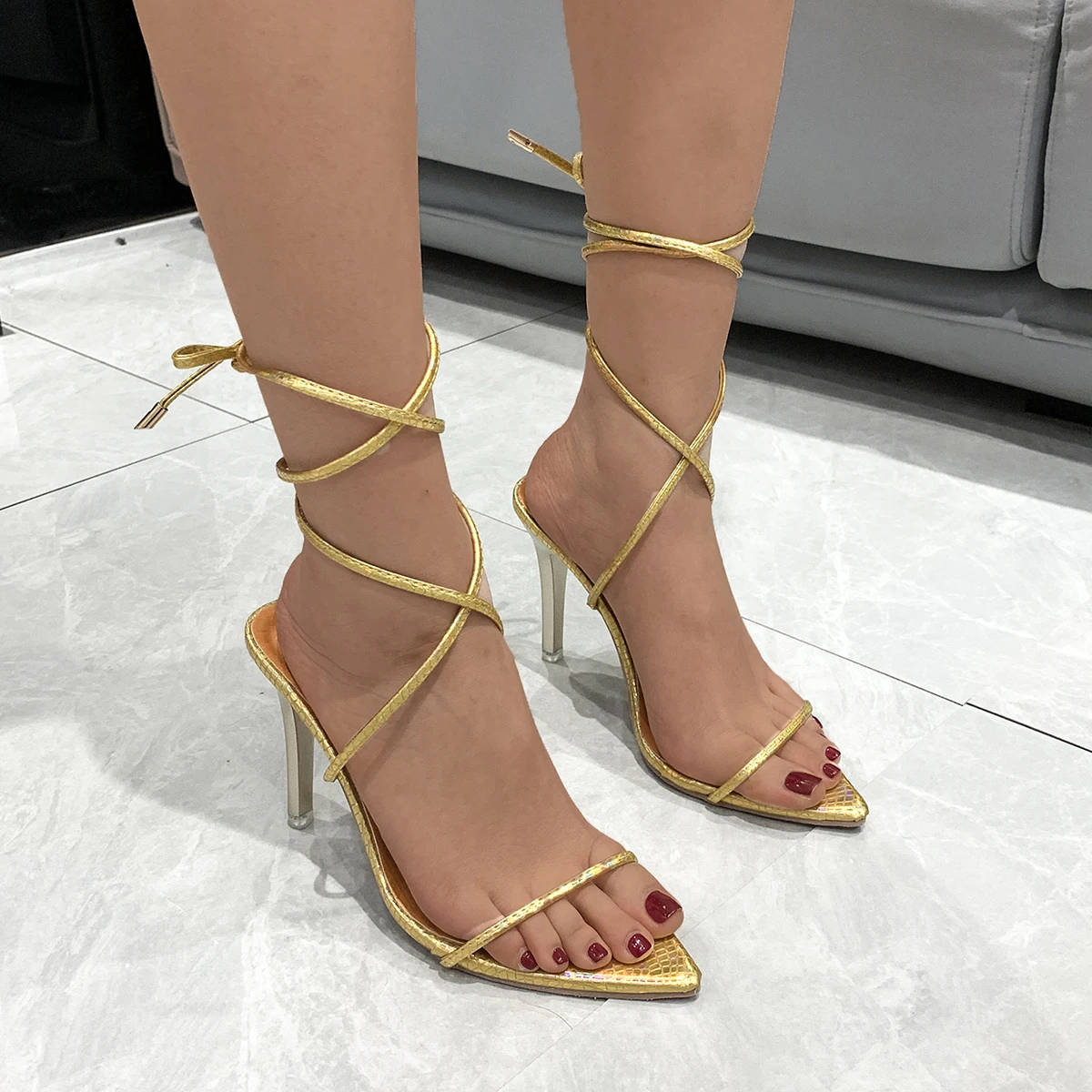 

Женские босоножки на высоком каблуке, Босоножки с открытым носком, на ремешках, Новинка осени 2022