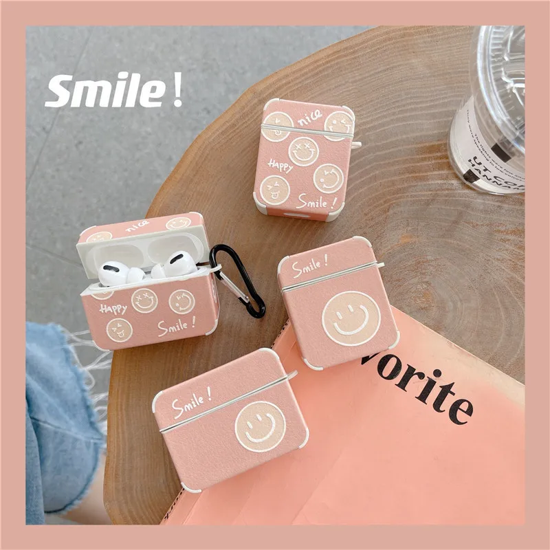 

1pcs.Simple Smiley face AirPods Pro Case Suitable for Cute 2/3 generation Apple Bluetooth earphones silicone cover cushion pad