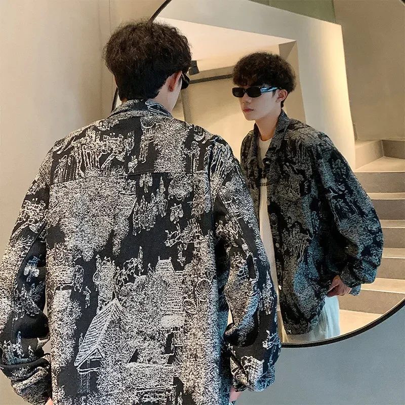 Винтажная джинсовая куртка свободного стиля мужская осень 2024 американская