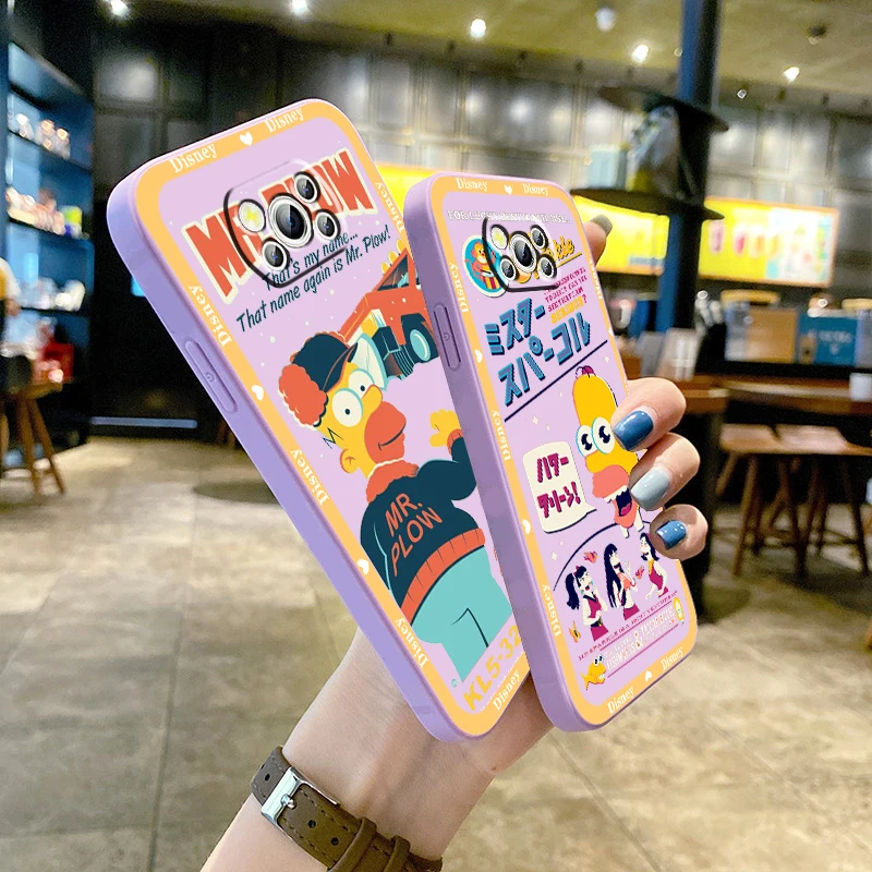 

Luxury Simpsons Homer Disney Phone Case For Xiaomi Mi Poco M5s M5 X4 X3 M4 M3 F4 F3 GT Pro NFC 5G TPU Funda Liquid Rope Cover