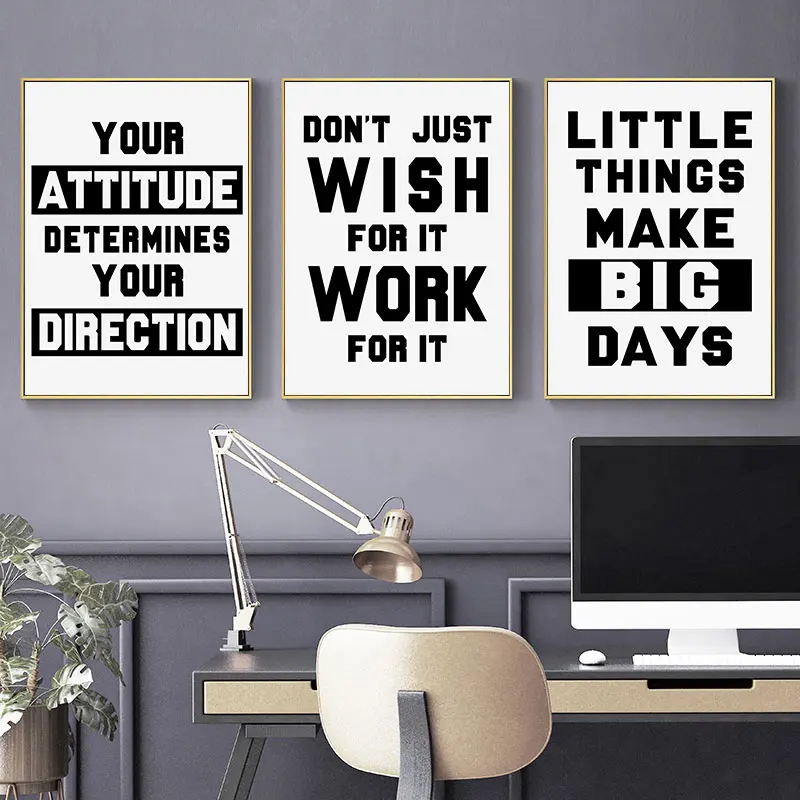 

Modern Black White Encouraging Quotes Canvas Painting Living Room Bedroom Office Decorative Poster Prints Art Picture Home Decor