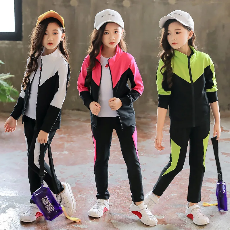 

Girls Sets Autumn Kids Clothes Girls for 6 8 10 12 Year Fashion Splicing Jacket Pants School Children Clothing Casual Sport Suit