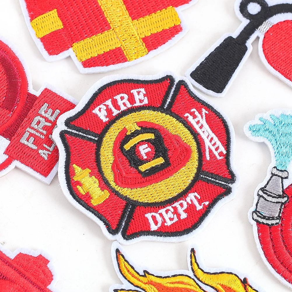 9 шт. креативные нашивки с вышивкой для пожарной машины дизайн огнетушителя