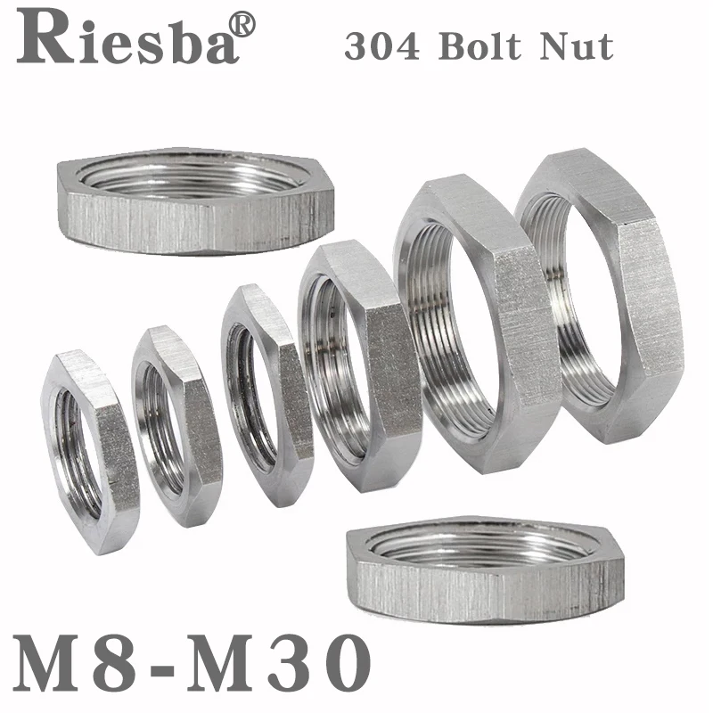 

5pcs M8 M10 M12 M14 M16 M18 M20 M22 M24 M25 M27 M30 Pitch 1 1.5mm Metric Female 304 Stainless Steel Hex Lock Nut Pipe Fitting