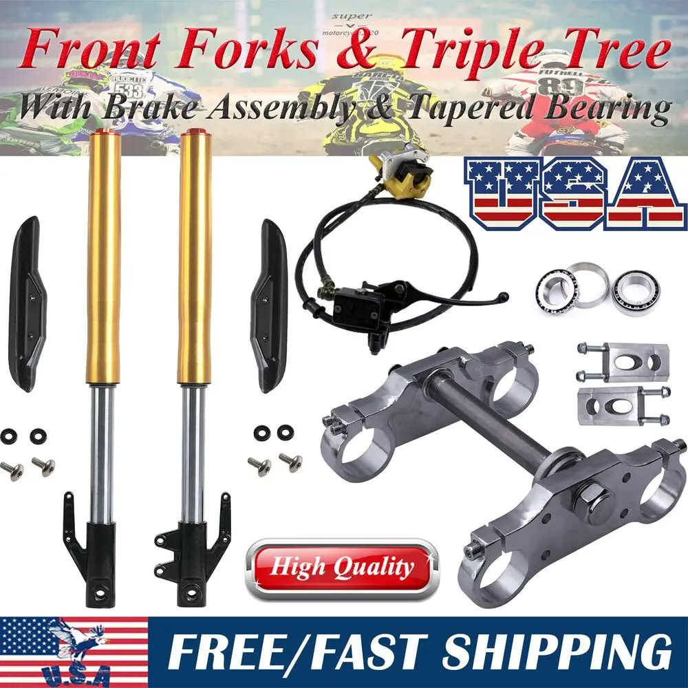 

630mm Front Forks 45/48mm Triple Tree & Brake Assembly & Bearings For Dirt Bikes