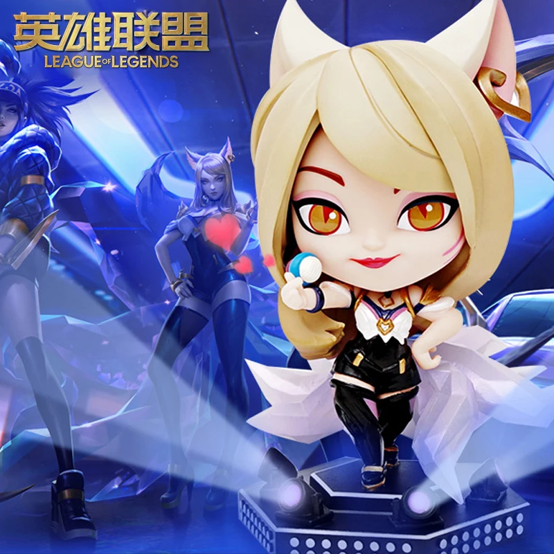 

League of Legends Game K/DA Skin Series Q Ahri The Nine-Tailed Fox Action Figure Model Ornaments Collectibles Gift Doll Toy Cute