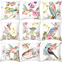 beauty bird and flower pillowcase for pillows spring flower pillow covers decorative sofa bed home decoration modern 45x45 cm