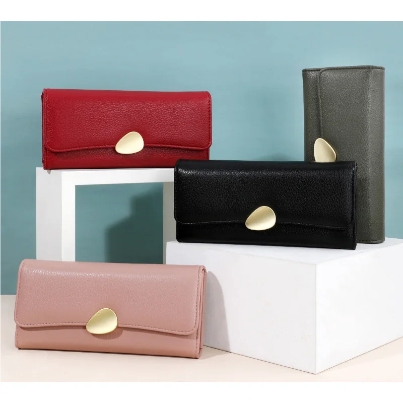Leather Wallet for Women Pebble Grain Long Trifold Fashion Handbag Large Capacity Coin Purse Phone Bag Multi-Cards Holder Gift