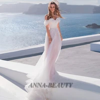 anna bohe o neck full sleeve illusion wedding dresses appliques tulle button sweep train wedding gown for bride custom made