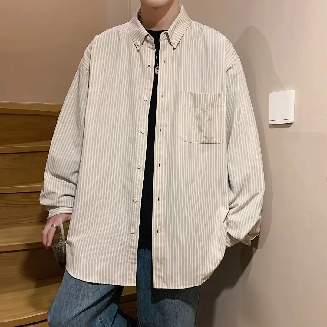 

Мужская рубашка с длинным рукавом, в полоску