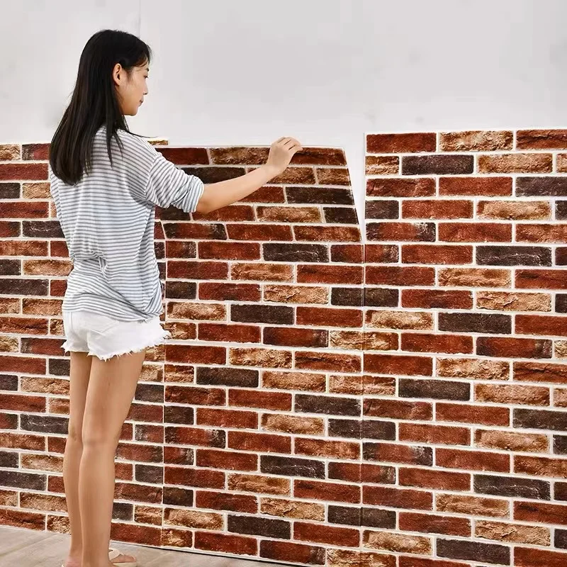 

Self Adhesive Foam Wallpaper 3D Brick Wall Panel Living Room Brick Stickers Retro Bedroom Kid Brick Papers Home Decoration