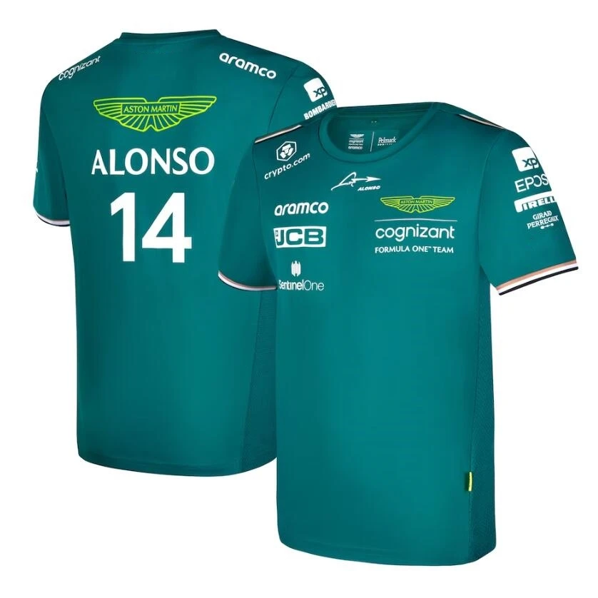 

New popular F1 Formula One racing Aston Martin T-shirt 2023 summer men's Fernando Alonso 14 top large women's casual shortsleeve