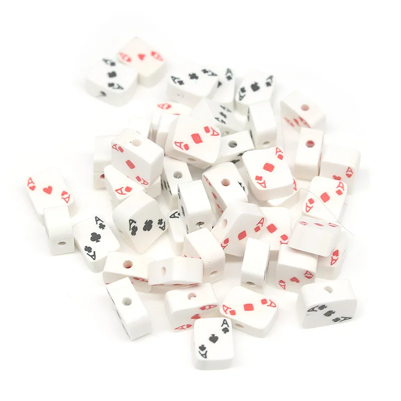 

20/50pcs Funny Poker A Polymer Clay Spacer Beads For Jewelry Making DIY Bracelet Keychain Necklace Craft Accessories
