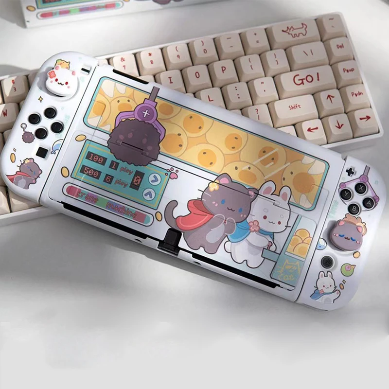 Чехол для Nintendo Switch OLED, чехол с милым котом и кроликом, док-станционный защитный жесткий чехол для ПК для контроллера Nintendo Switch Joy-Con (art.: 3920caee20dab) - 3920caee20dab