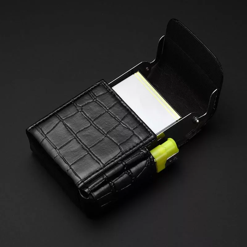 

Cigarette Box Lighter Holder Tobacco PU Leather Nice Gift Smoker Smoke Tools Cigar Case Men Supplies