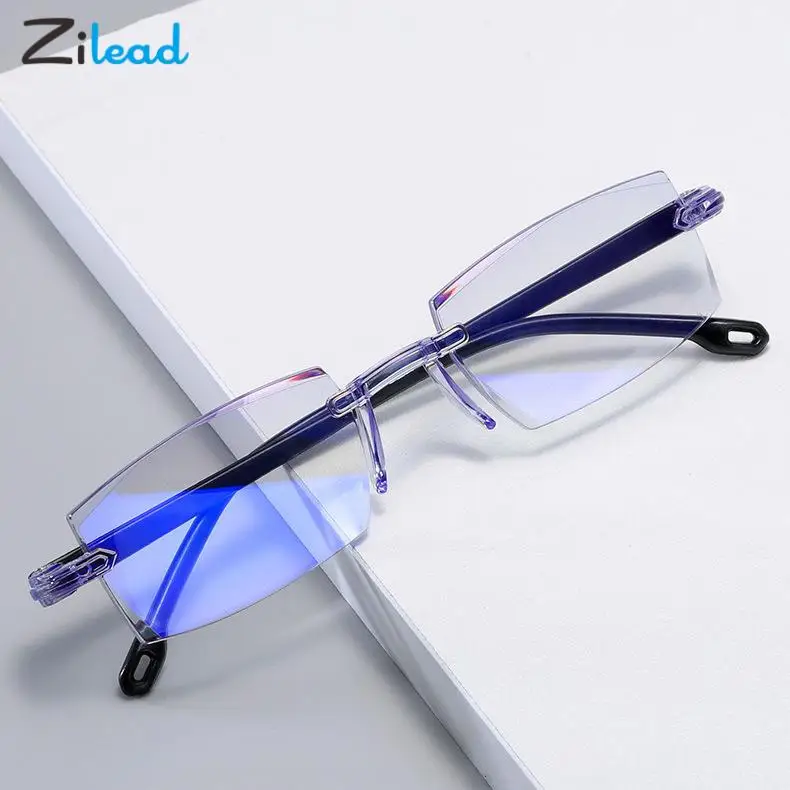 

Zilead -1.0-1.5-2.0-2.5-3.0-3.5-4.0 Rimless Anti Blue Light Myopia Glasses Ultralight Frameless Nearsighted Eyeglasses Women Men