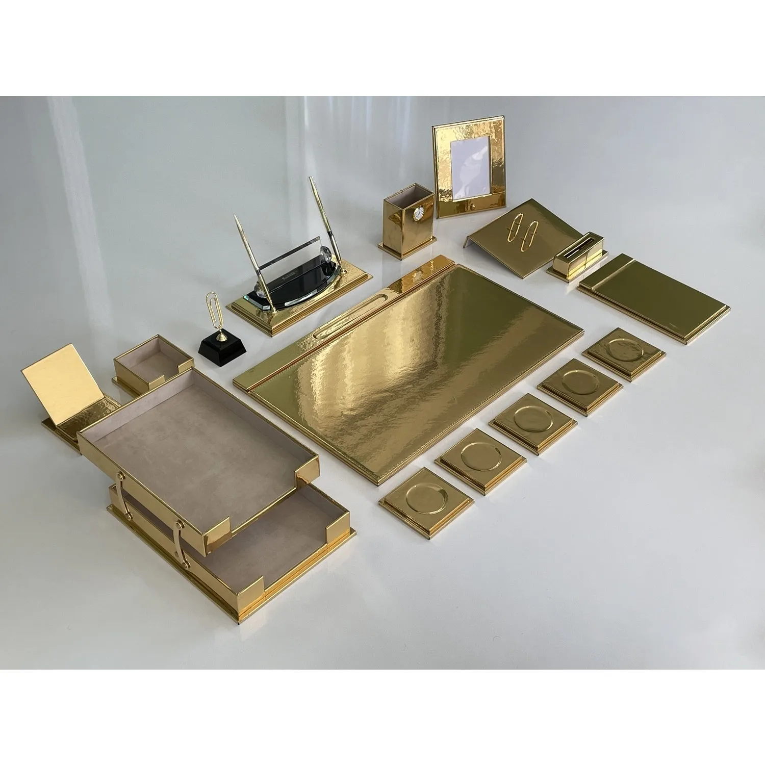 Has Gold Luxury Desk Set Double Shelf Remarkable Modern Design Showy Handy Exquisite Quality Sümen Valley