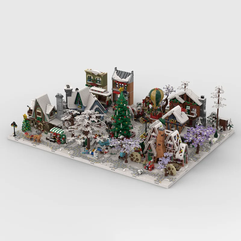 Фото Изысканный новый конструктор MOC: модель зимней деревни, технологичная модульная база для демонстрации, праздничный подарок, игрушка, набор для самостоятельной сборки №2