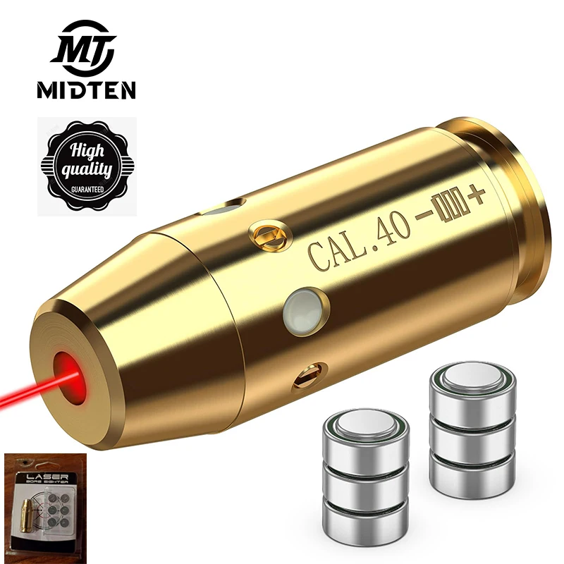Фото MidTen Red Bore Sight Laser .40 Red Laser Boresighter Zeroing Rifle Bore Sight Laser с 6 батареями №1